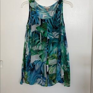 Roz and Ali flowy teal black and blue tank